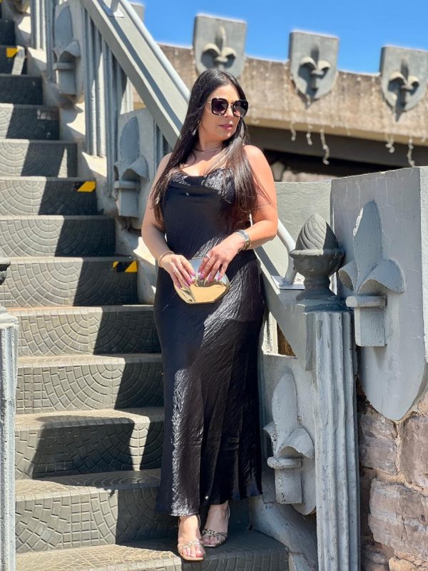 vestido eagle rock acetinado