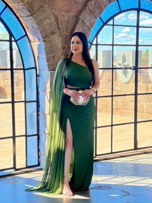 vestido nula manga verde militar festa