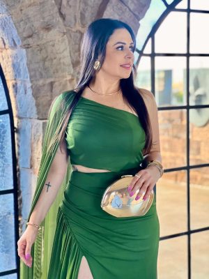 vestido nula manga verde militar festa