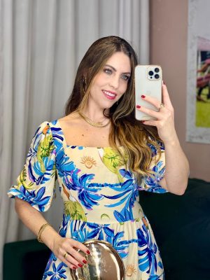 vestido florido longo